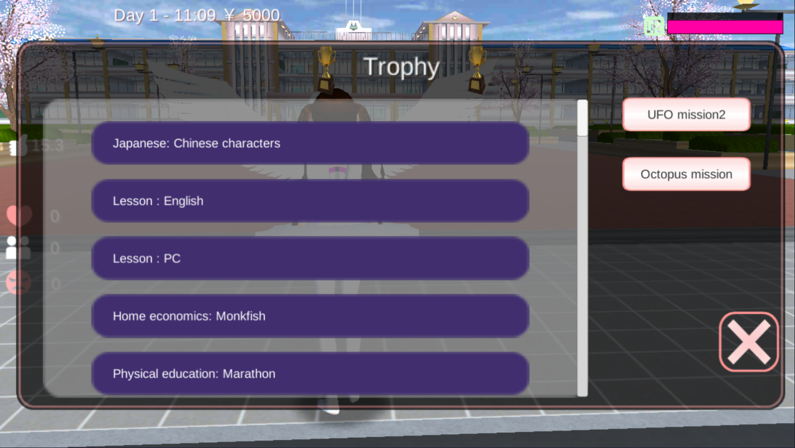 樱校英文版任务完成界面截图