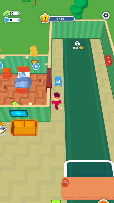 门卫正在打扫退房后的客房