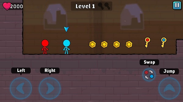 红蓝火柴人2游戏实机画面:双角色协作解谜场景