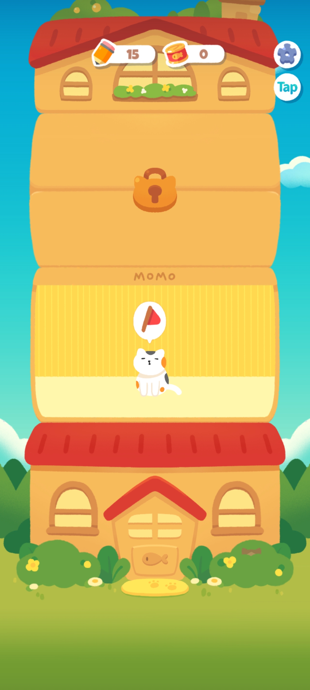 点击莫莫头上的小红旗开始关卡