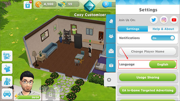 选择语言设置项