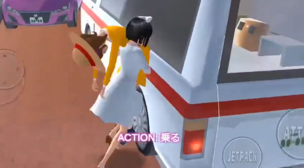 将伤者搬上救护车