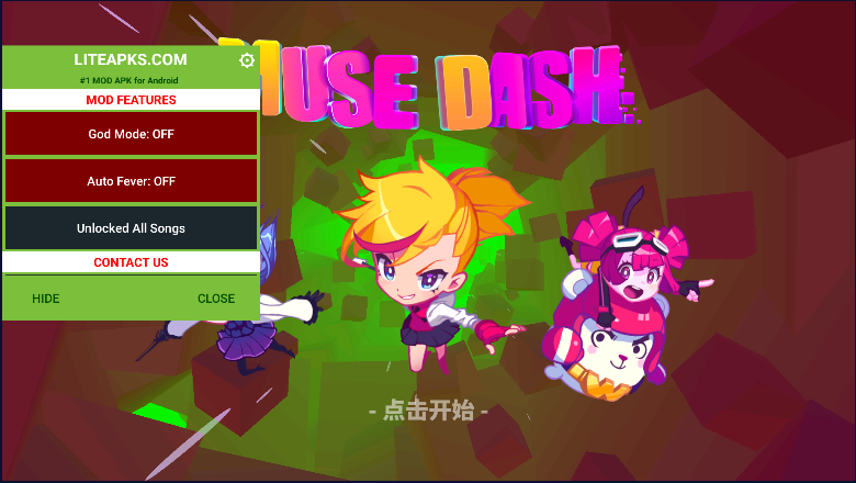 喵斯快跑游戏实机画面：霓虹都市夜景中少女跃动奔跑，粒子特效与音符交织