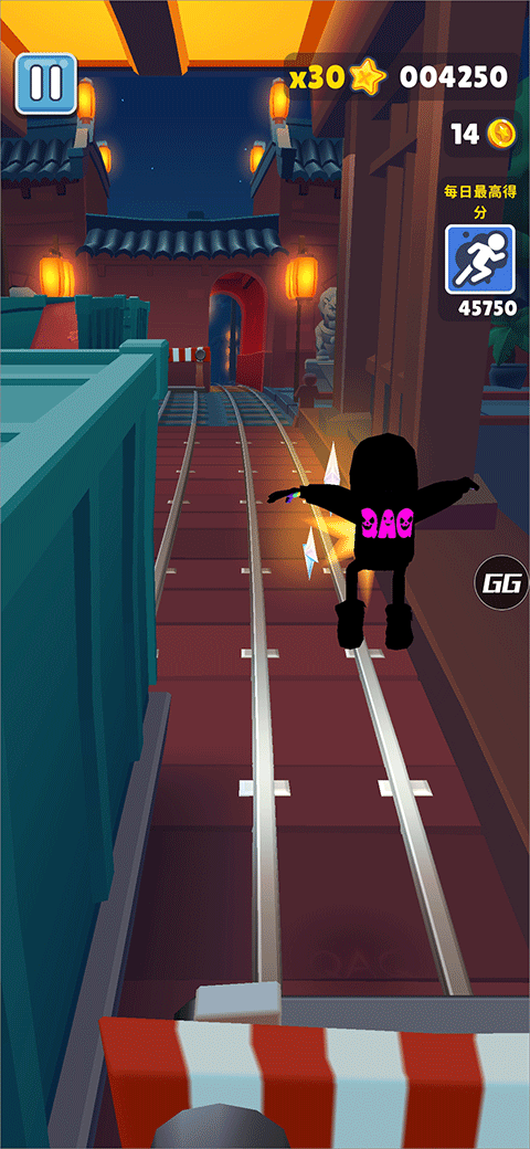 地铁跑酷跳跃操作示意图