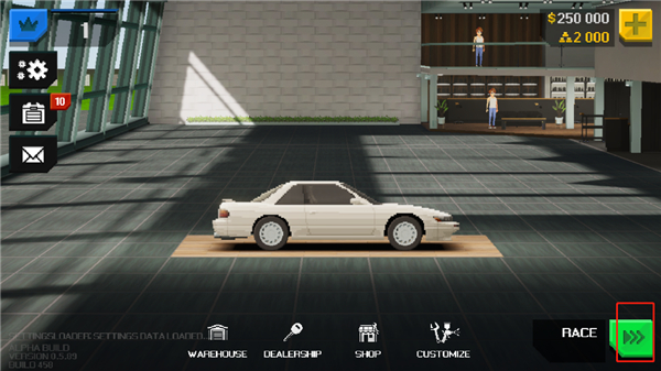 APEX Racer游戏主界面启动按钮示意图