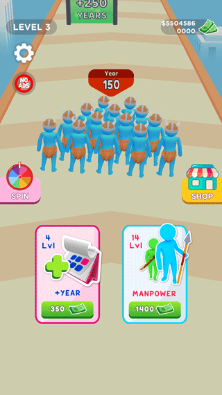 游戏开局商城界面：人口与等级升级选项