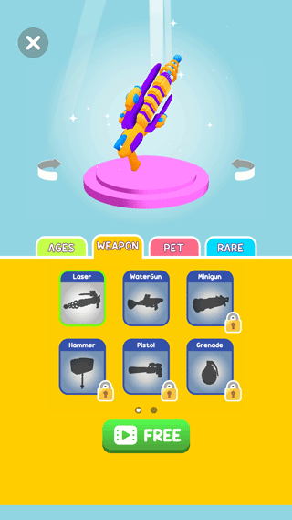 游戏商城界面：热门武器与装备解锁列表