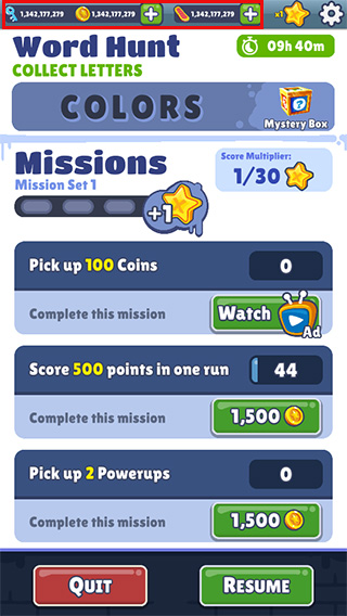 地铁跑酷破解版无限资源界面展示